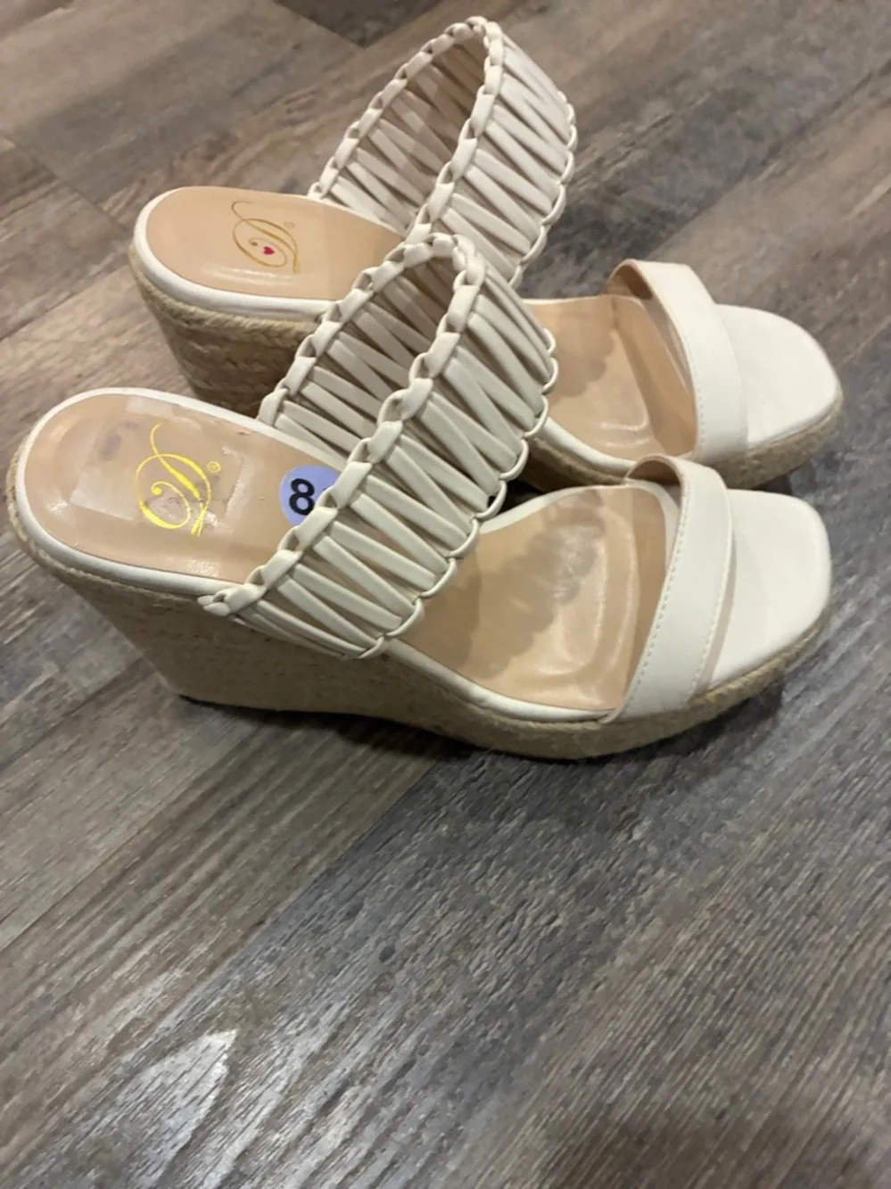 Bohemian Cream Chunky Comfy Wedge 5” Heel Open Toe Espadrilles Size 8.5 NWT